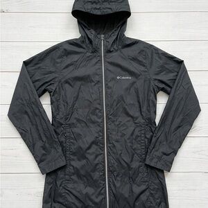 Columbia Switchback Lined Long Rain Jacket Medium Black Hooded Parka